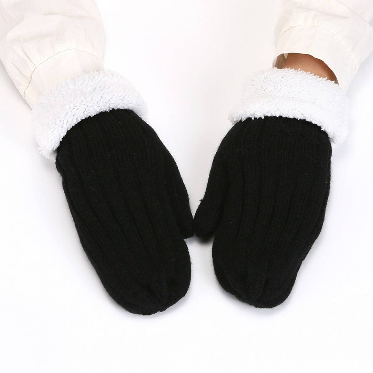 ADULT PLUS VELVET KNITTED WOOL FINGERLESS GLOVES_CWAG0256