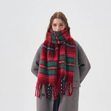 Red Plaid Scarf - Retro Warm Wrap For Couples_Cwasc2331