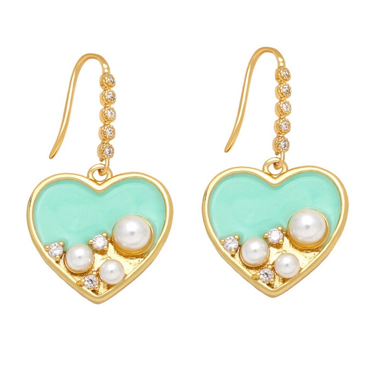 RETRO COLORED HEART SHAPED PEARL EARRINGS_CWAJE1019
