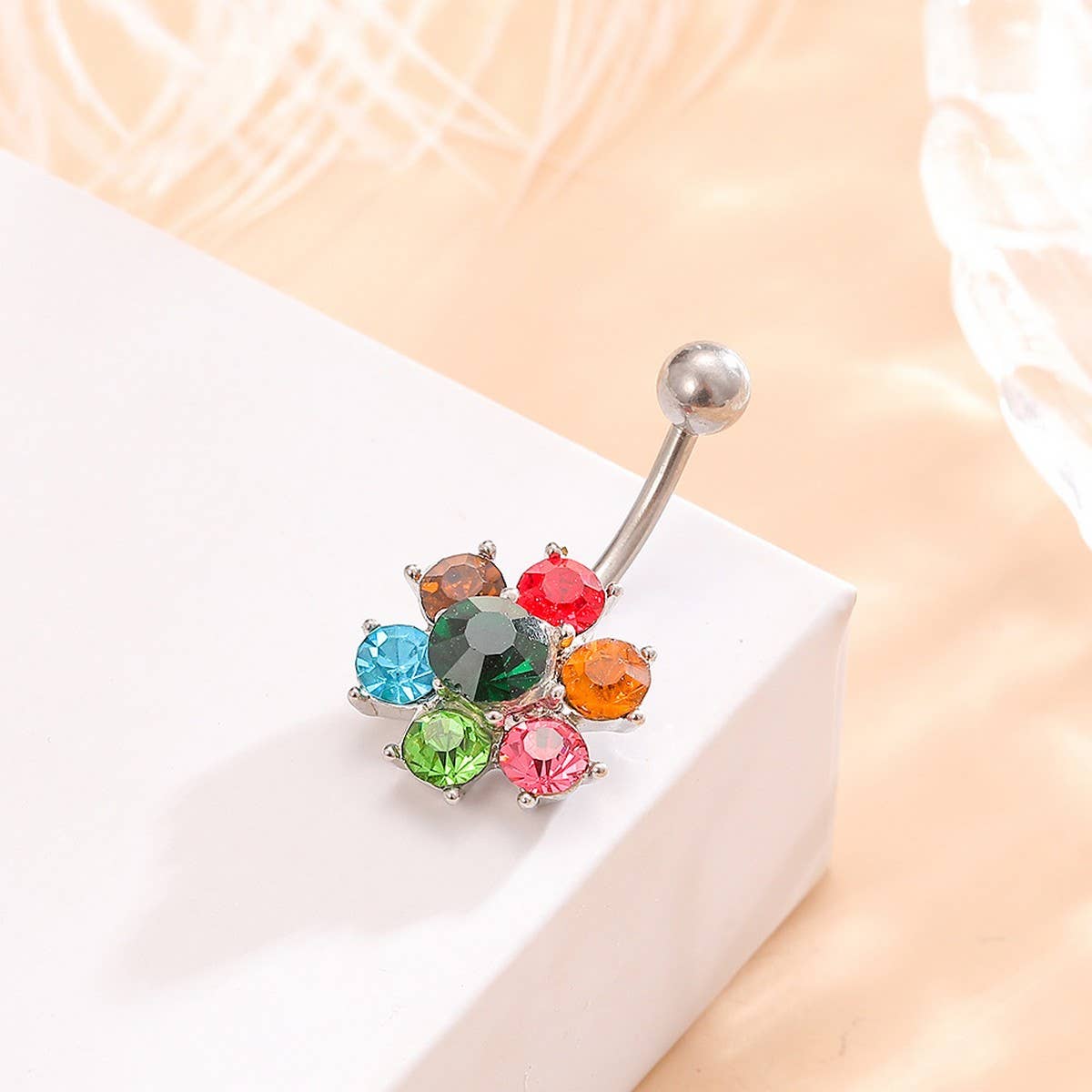 DELICATE COLORFUL FLOWER BELLY RING HOT SALE_CWMM9315