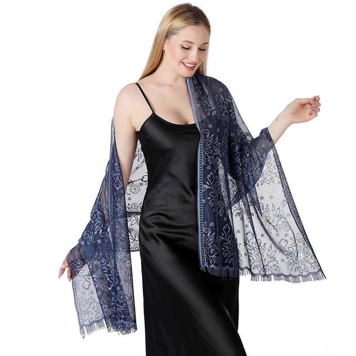 FLORAL LACE TIE DYE SHAWL BRIDAL EVENING WRAP_CWASC1092