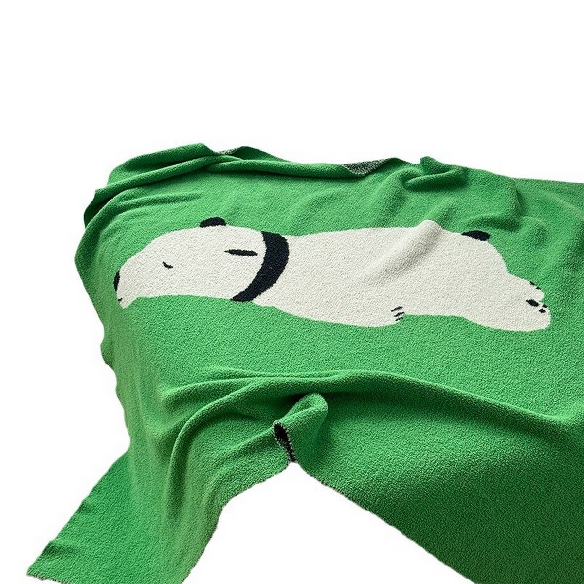 SIMPLE POLAR BEAR KNITTED THROW BLANKET THICKENED_CWMM2380