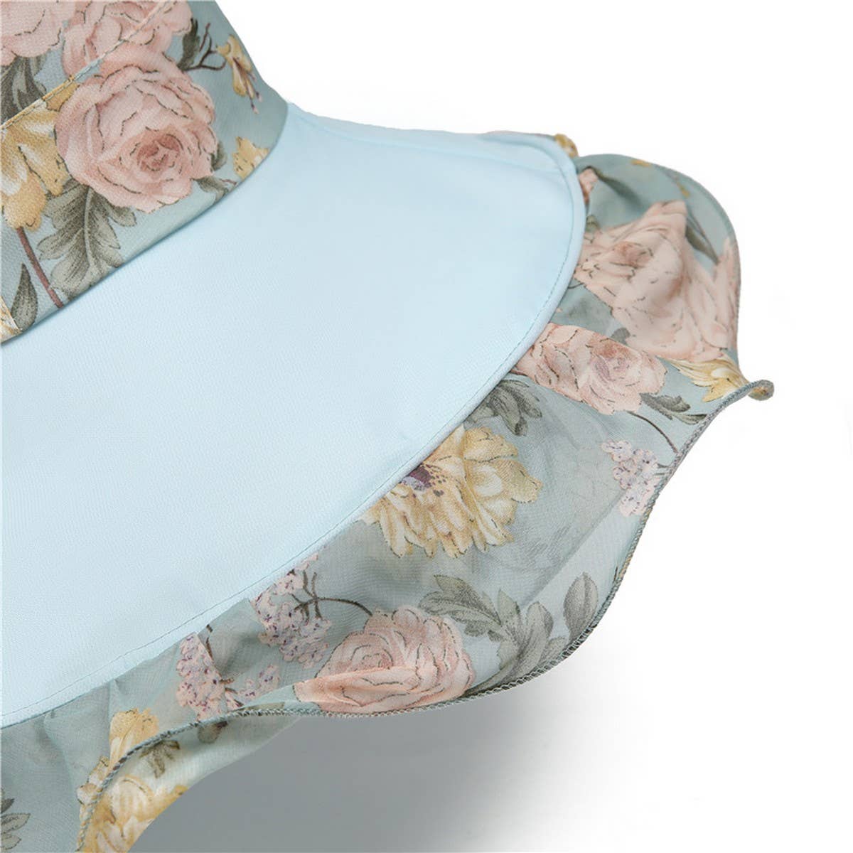 SEASIDE FLOWER BREATHABLE LARGE BRIM SUN HAT_CWAH1457