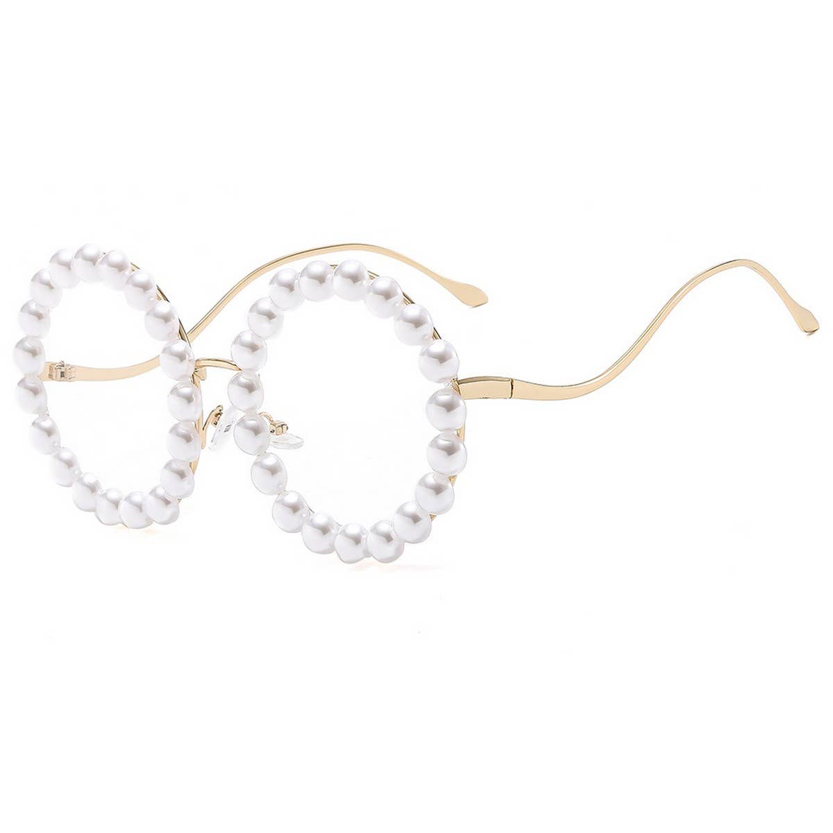 PEARL EMBELLISHED METAL ROUND GRADIENT SUNGLASSES_CWASG1174