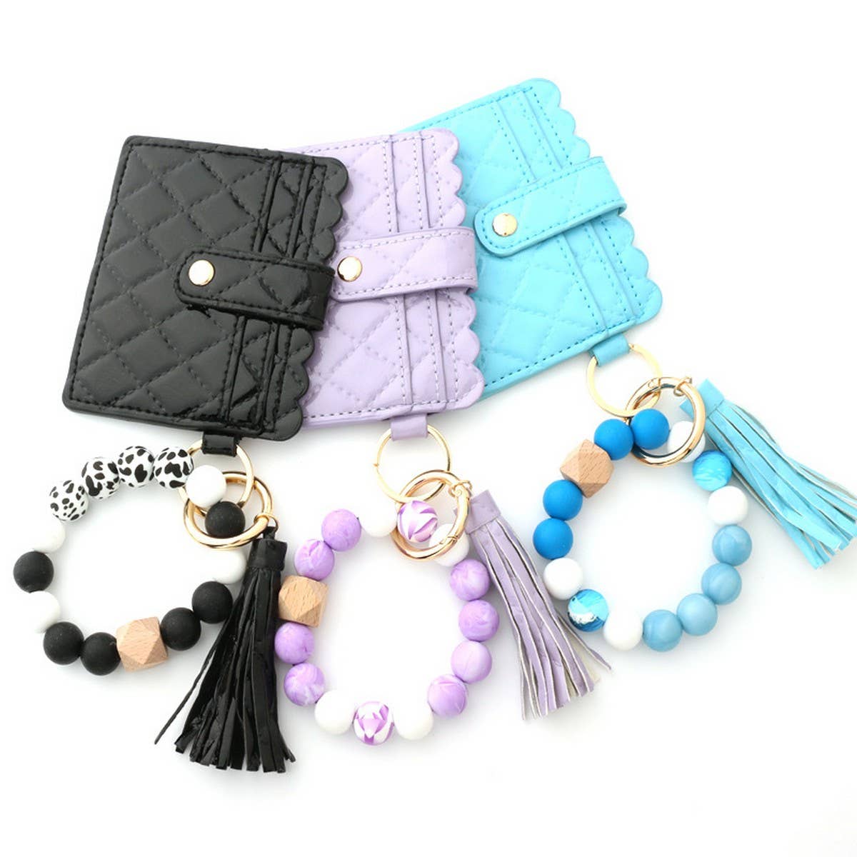 SILICONE BEAD TASSEL BRACELET KEYCHAIN CARD BAG_CWAJE0665
