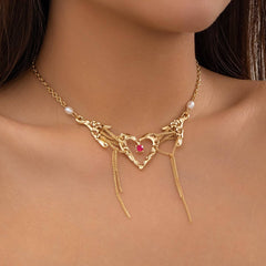 HEART TASSEL PERSONALIZED RHINESTONE NECKLACE_CWAJE1927