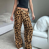 Street Plush Leopard Print Lace-Up Pants