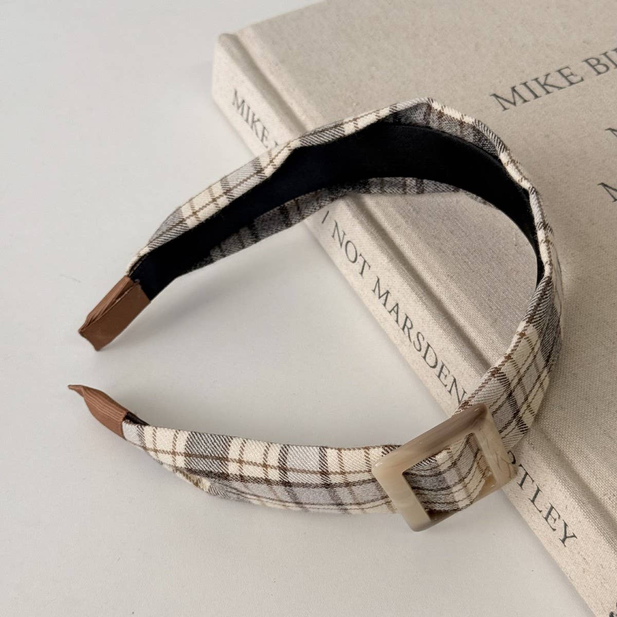 Plaid Buckle Headband College Autumn Style_Cwaha08166