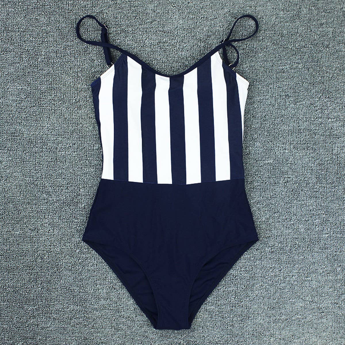 SEXY TIGHT STRIPED SUSPENDER ONE PIECE SWIMSUIT_CWMW0624