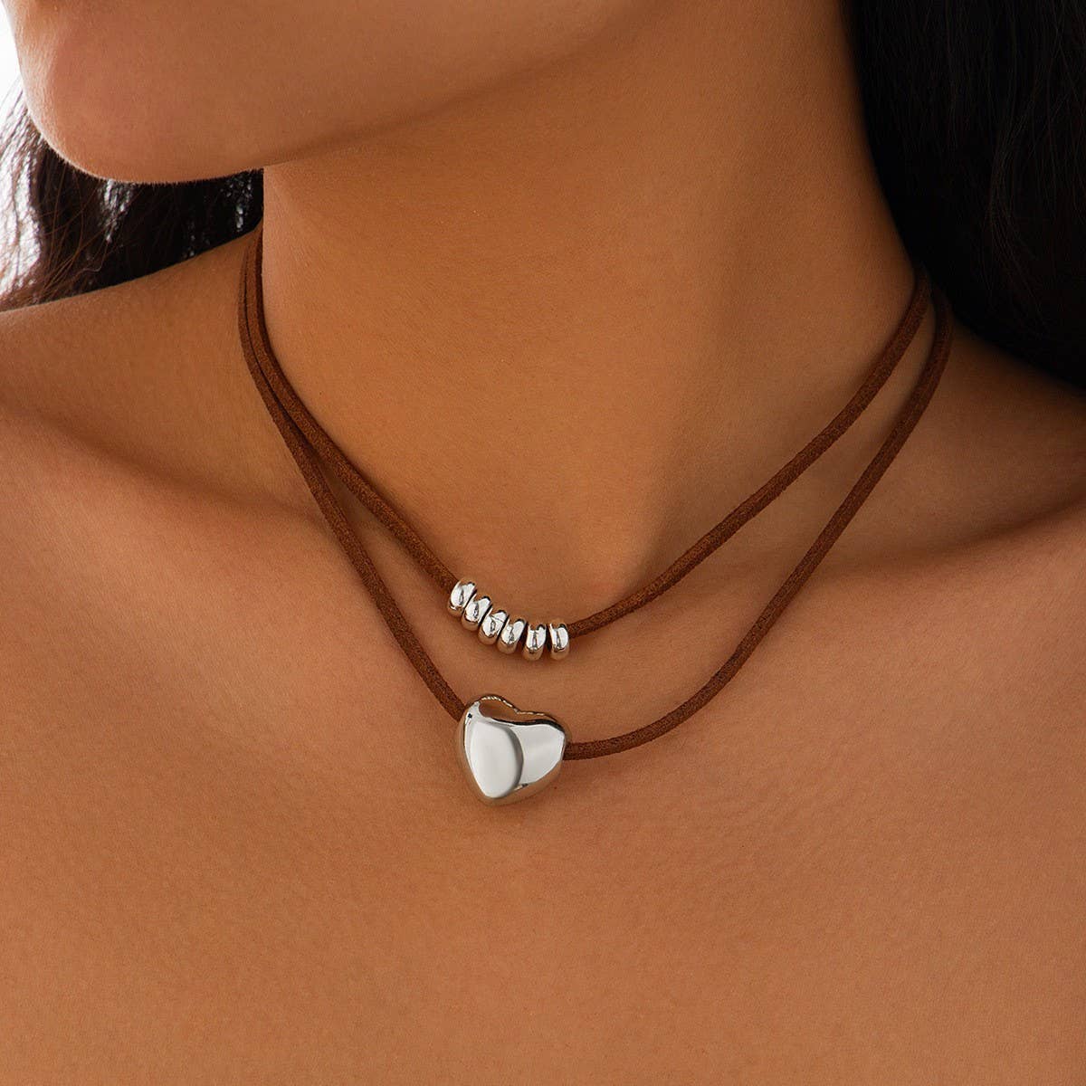 Vintage Irregular Alloy Turquoise Necklace Set_Cwmm3187