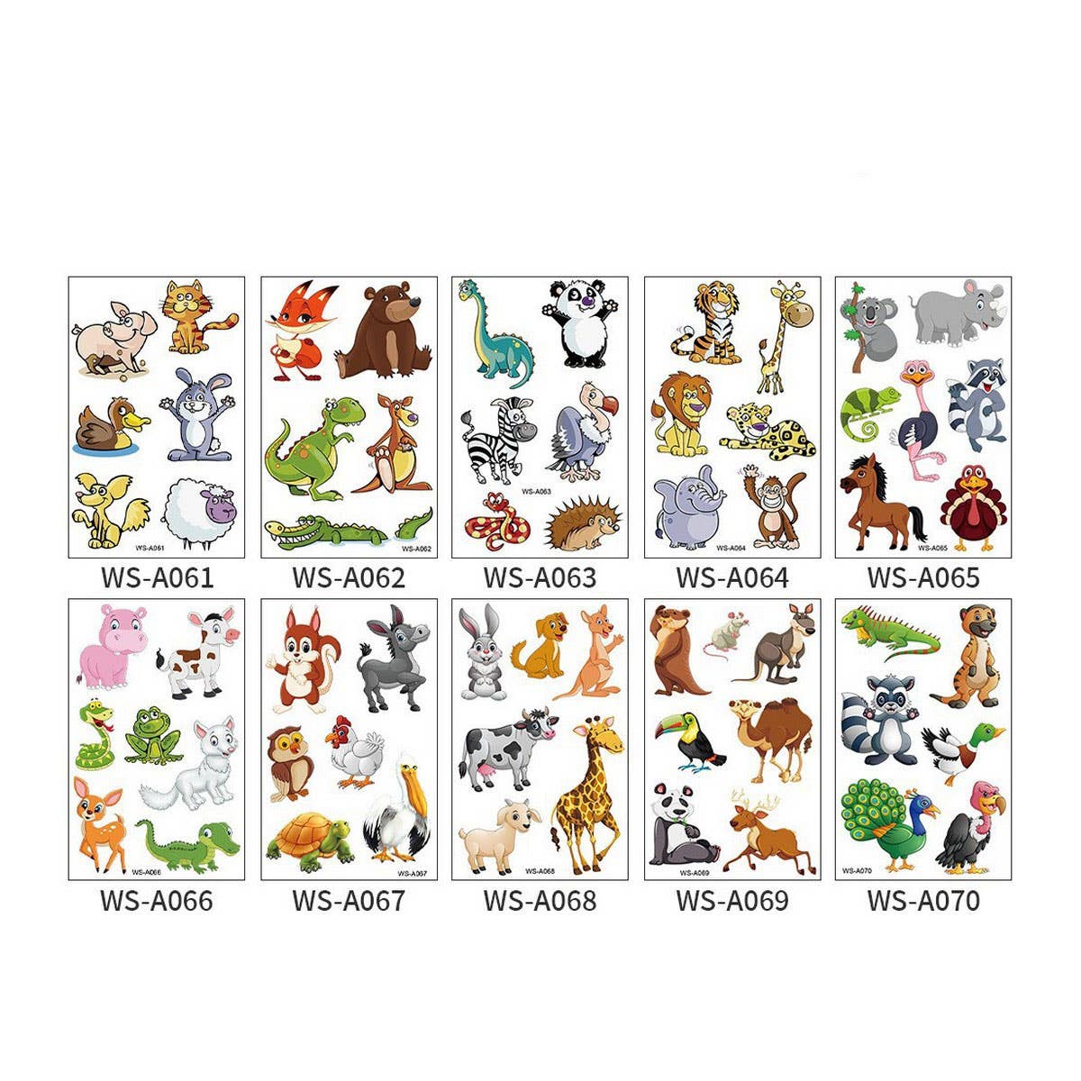 KIDS CARTOON ANIMAL TATTOO STICKERS SET WATERPROOF_CWMM8352