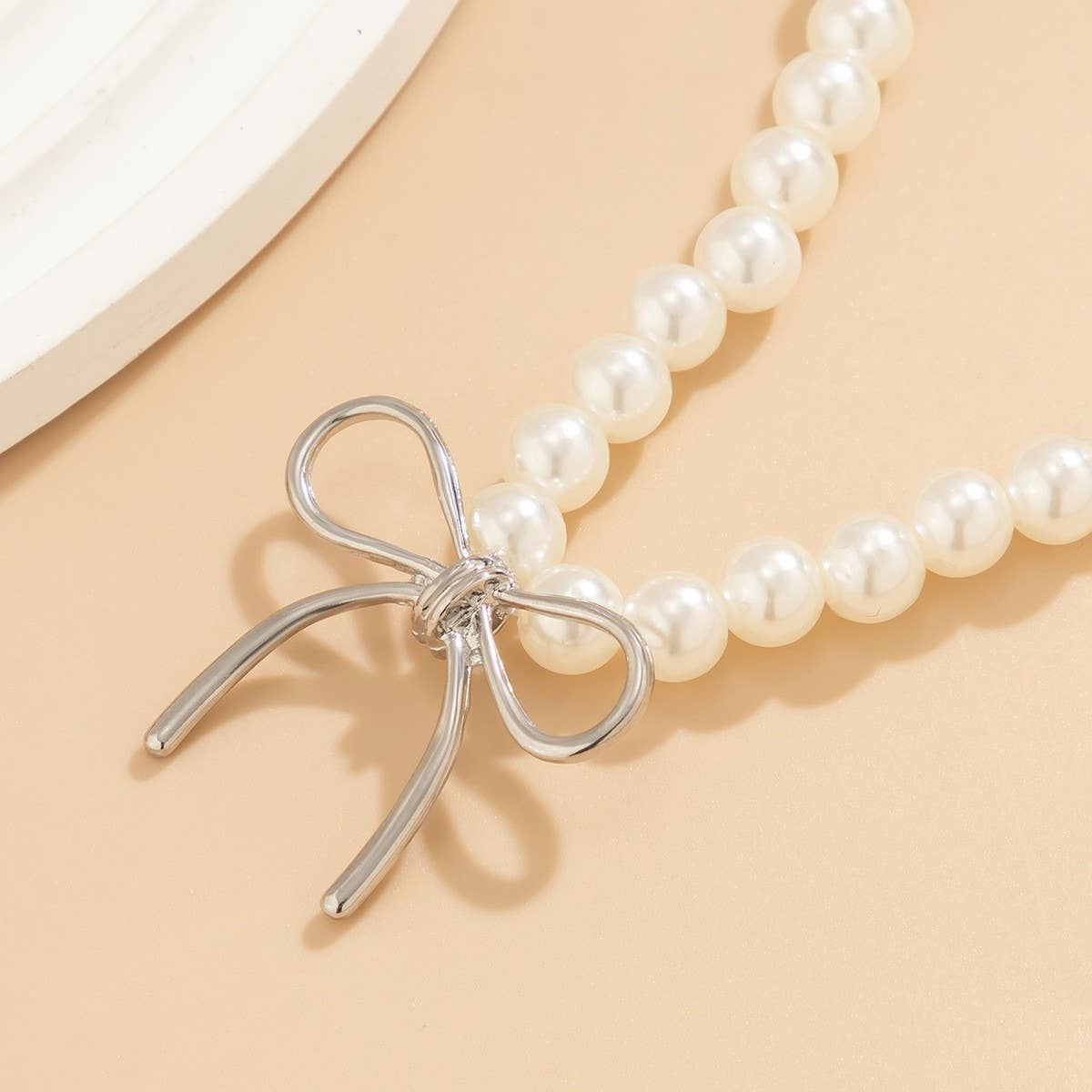 HOT SELLING BLACK BOW BEADED NECKLACE_CWAJE1171