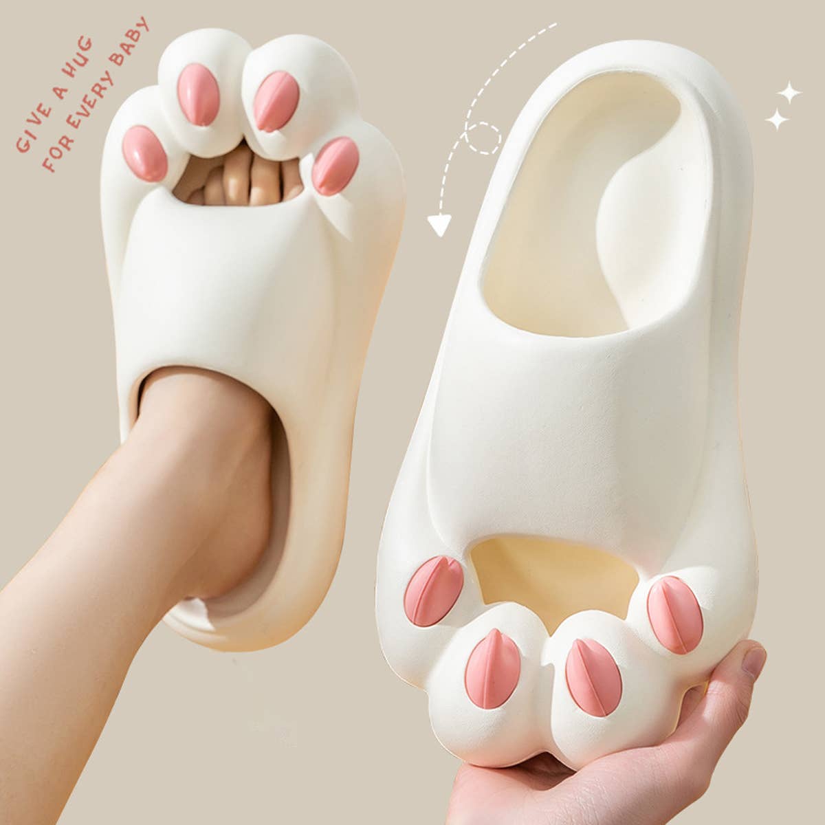 Valentine Day Home Indoor Cute Cat Claw Slippers_Cwshs0544
