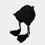 AUTUMN AND WINTER WOOL BALL KNITTED EARMUFFS HAT_CWAH1602