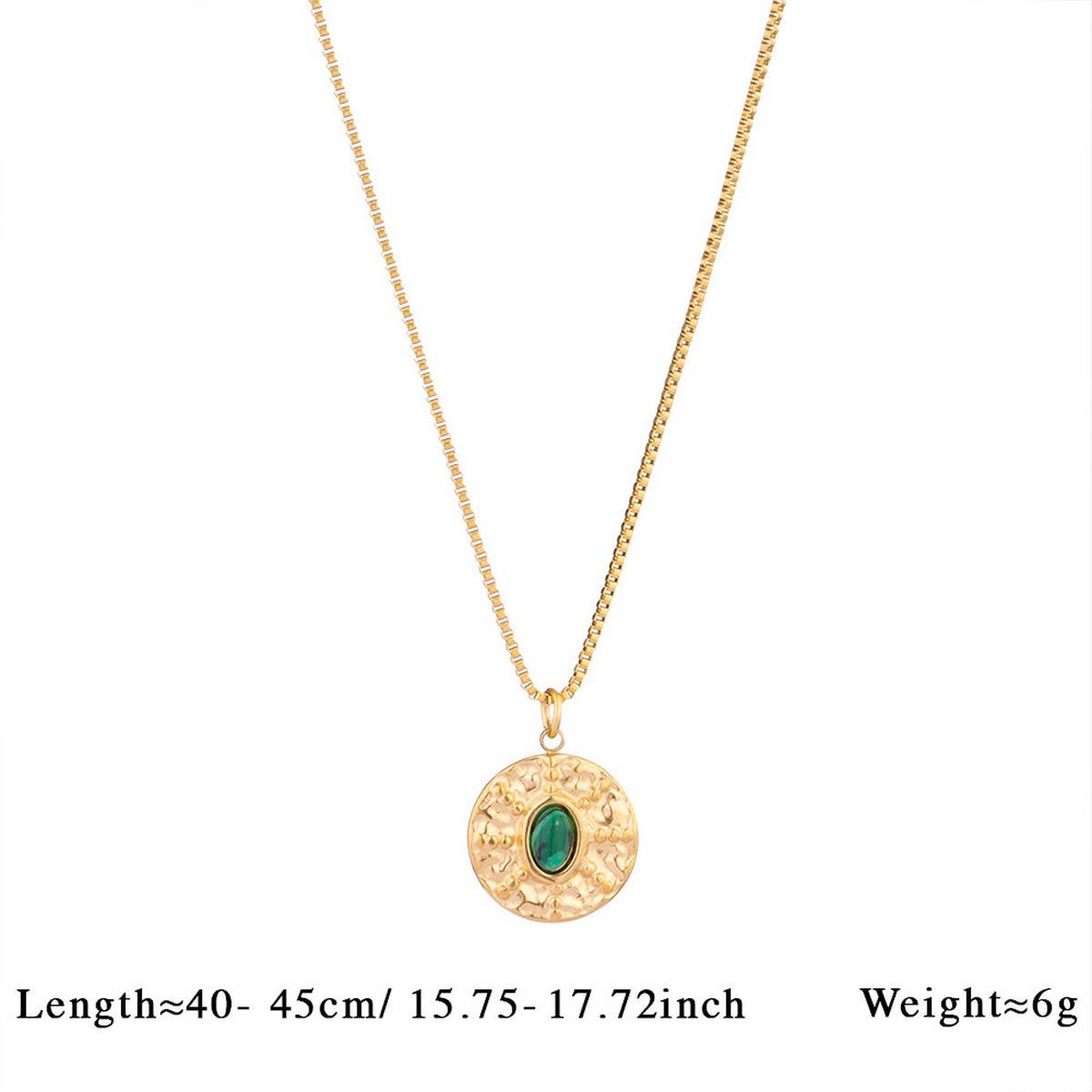 Vintage Stone Pendant Necklace Stainless Steel_Cwmm8874