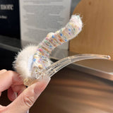 FUZZY MINK FUR BALL HAIR CLIP WINTER DUCKBILL PIN_CWMM2508