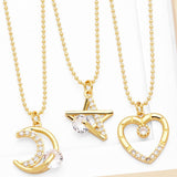 MOON STAR HEART PENDANT NECKLACE_CWAJE0915