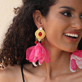 BOHO TASSEL FLOWER EARRINGS HANDMADE CHIC DESIGN_CWMM6283