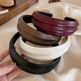 Wide Leather Headband Chic Elegant Design_Cwaha08031