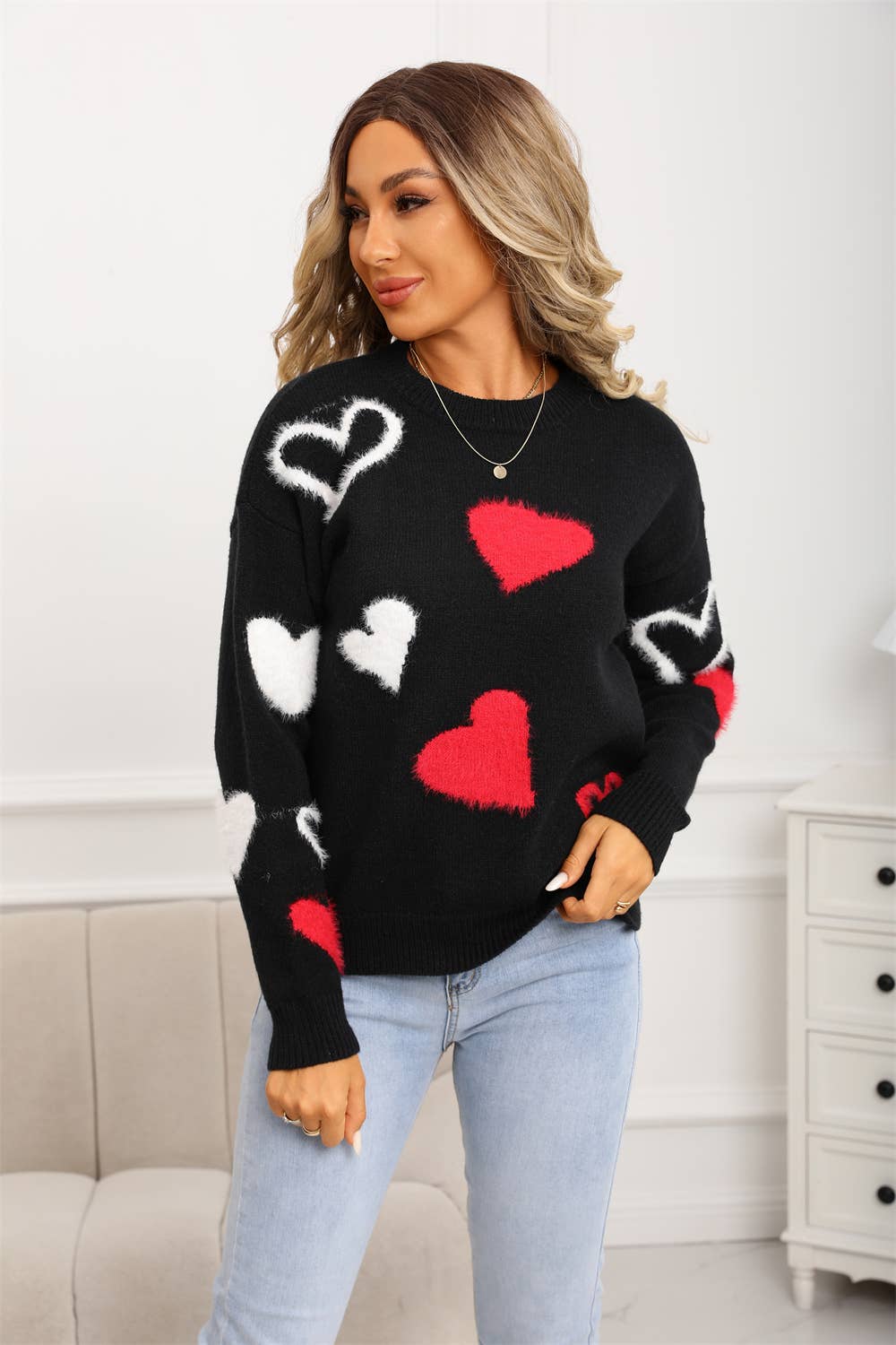 Valentines Day Little Hearts Jacquard Sweater