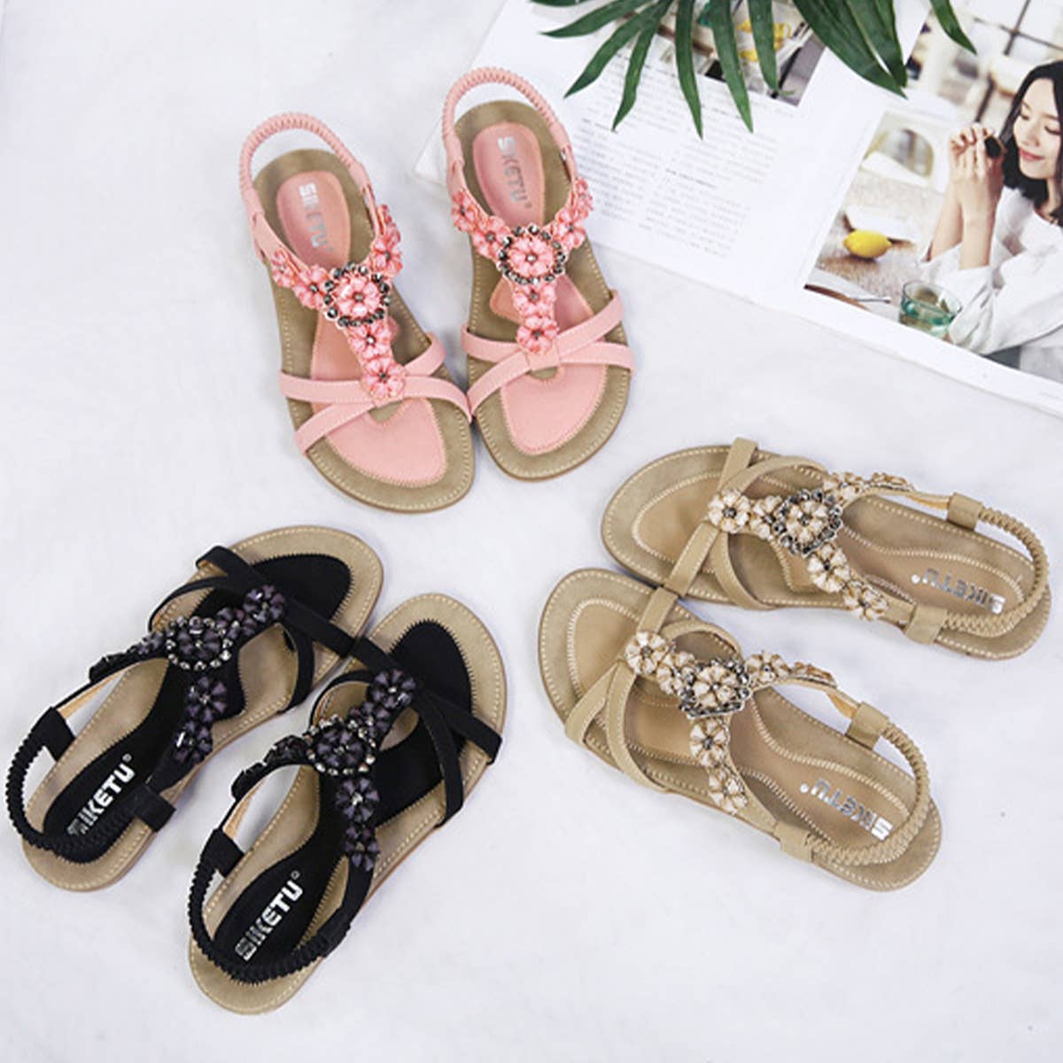 BOHEMIAN FLORAL RHINESTONE SANDALS_CWSHS0482