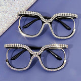 HALF FRAME RHINESTONE PLAIN MIRROR DIAMOND GLASSES_CWASG0875