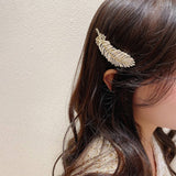 PEARL AND DIAMOND FEATHER HAIRPIN BANGS CLIP_CWAHA4745