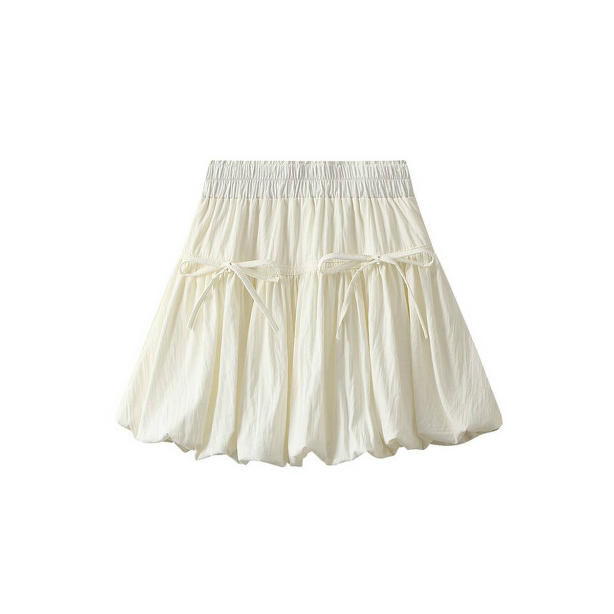 HIGH WAIST A LINE SHORT SKIRT WITH BOW BUDS_CWBMS0317