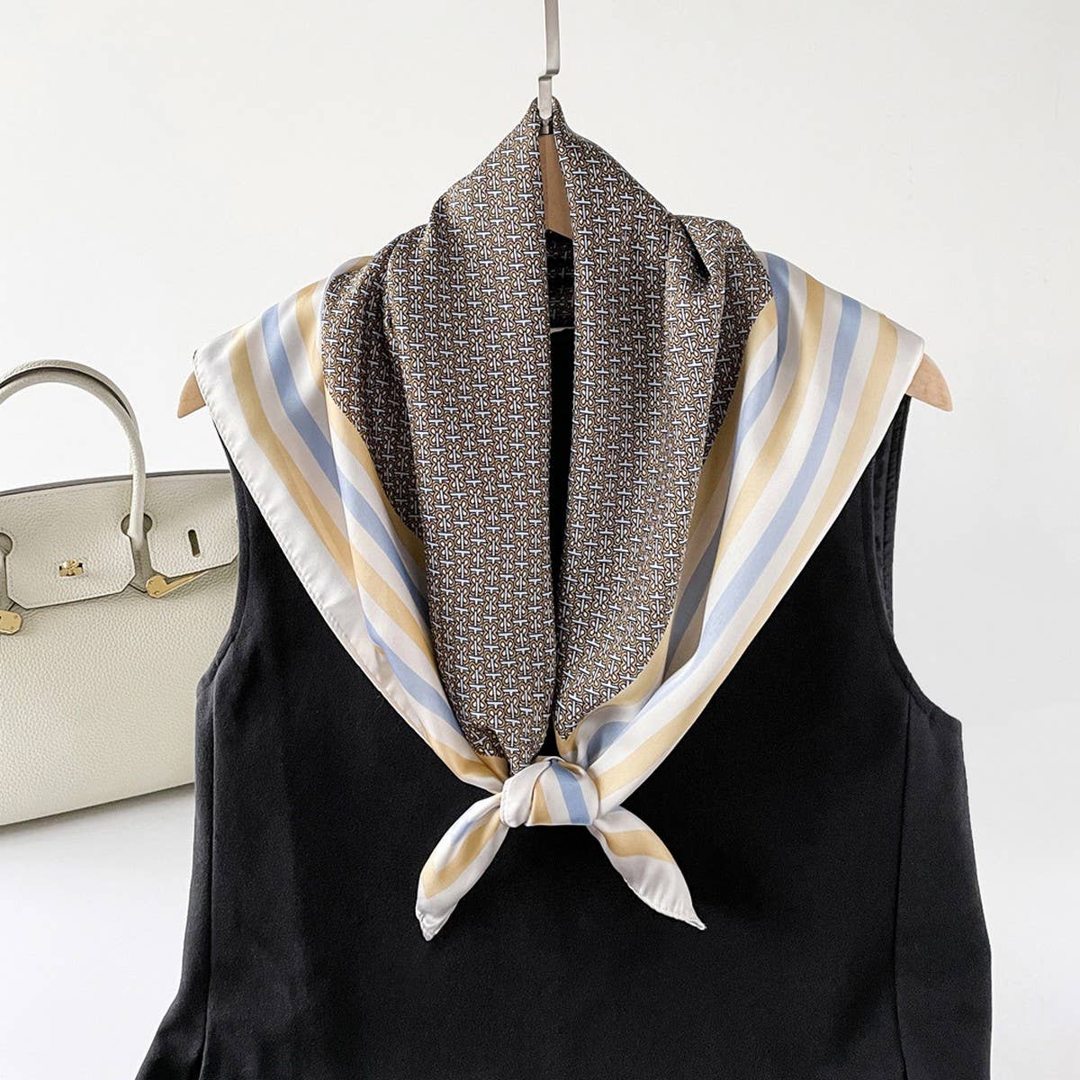 SWEET FLORAL SATIN SCARF 70CM SQUARE NECK WRAP_CWASC0823