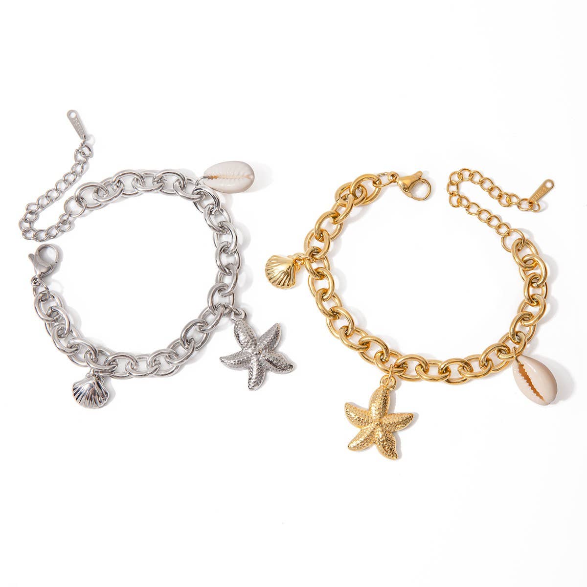 MINIMALIST 18K GOLD STARFISH SHELL CONCH BRACELET_CWAJE4769