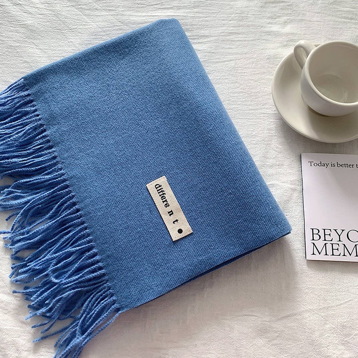 COLORBLOCK TASSEL SCARF THICK WRAP FOR STUDENTS_CWASC2281