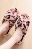 LEOPARD PATTERN CROSS FLUFFY HOME BEDROOM SLIPPERS_CWSHS0227