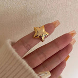 SIMPLE AND HIGH END FIVE POINTED STAR OPEN RING_CWAJE1879