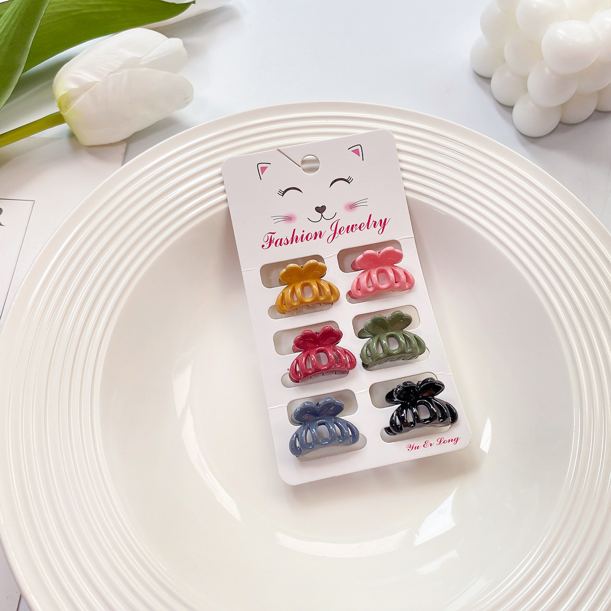 6PCS CANDY COLOR MINI HAIR CLAWS CUTE BANG CLIPS_CWAHA0727