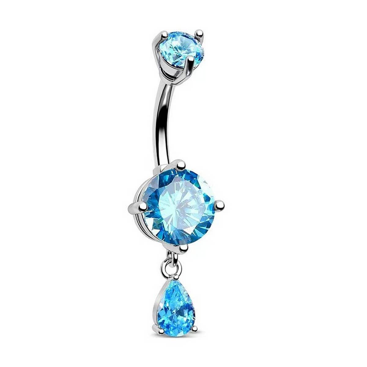 ROUND TEARDROP CZ BELLY RING IN STAINLESS STEEL_CWMM9246