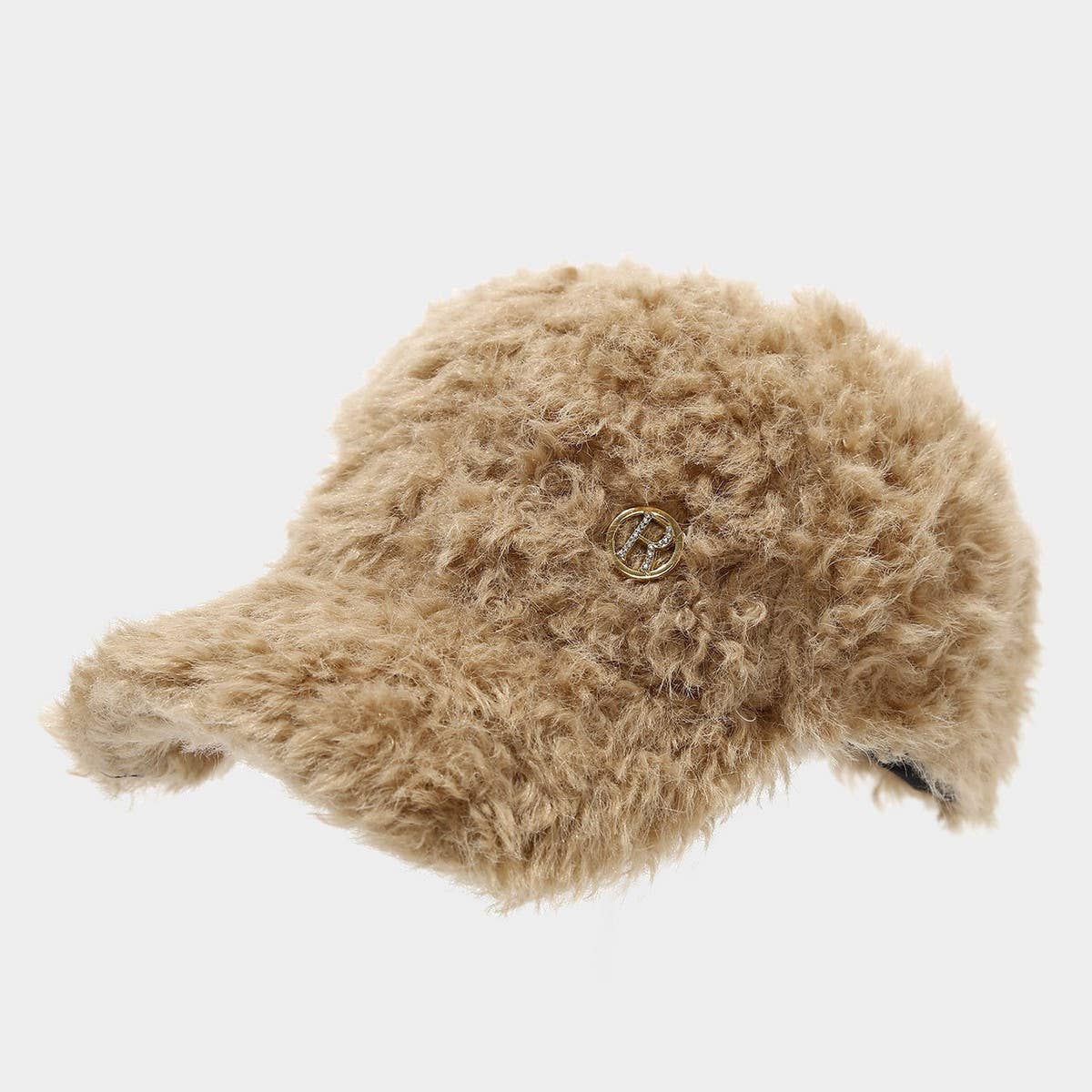 Winter R Letter Plush Warm Baseball Cap Hat_Cwah04766