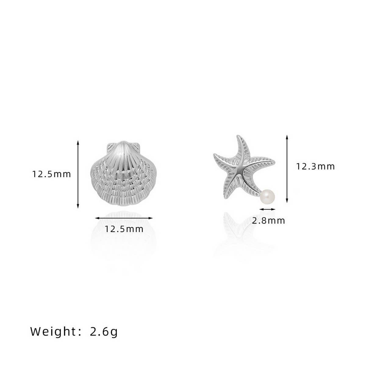 GOLD PLATED OCEAN STAR PEARL ASYMMETRIC EARRINGS_CWAJE5018