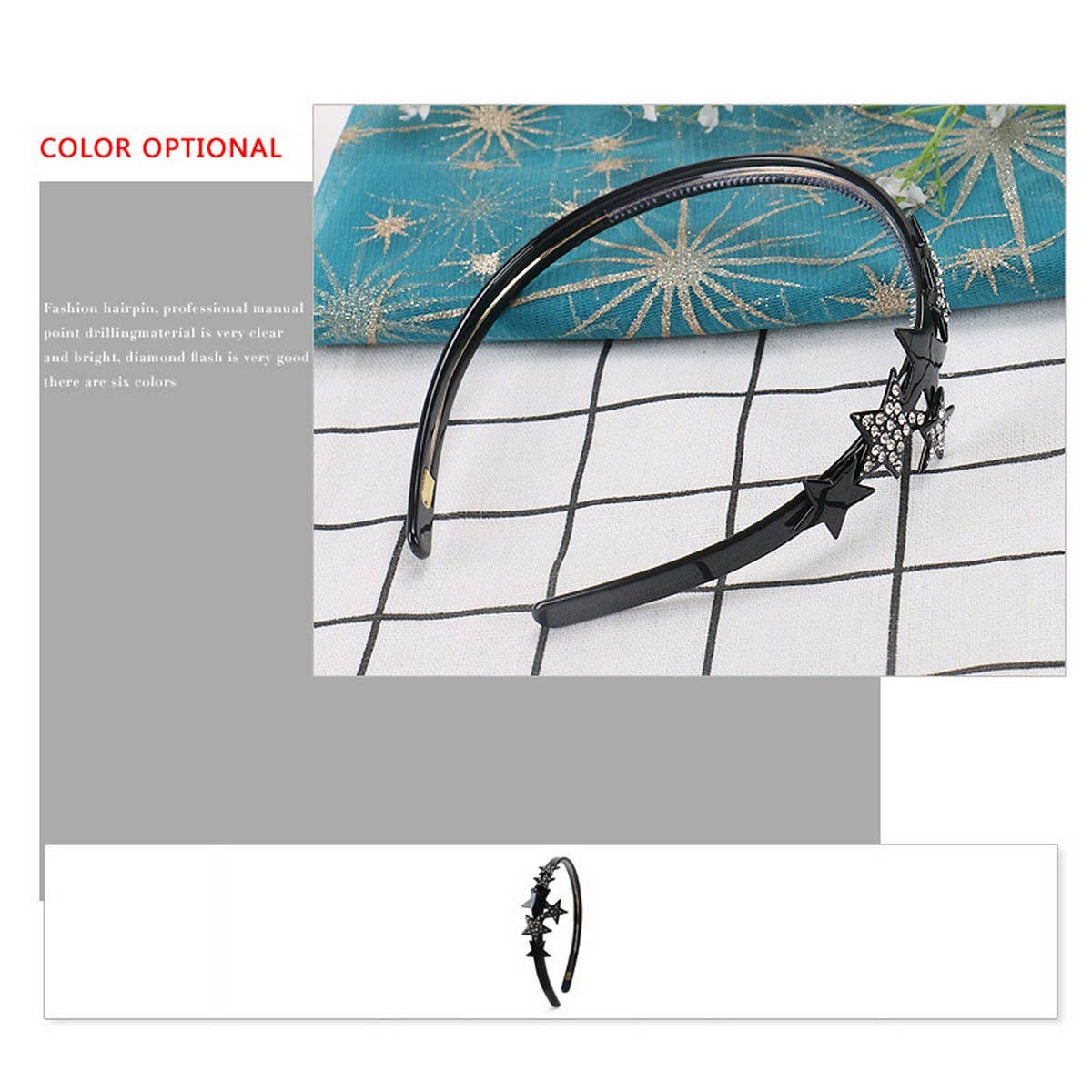 ACETATE FIVE POINTED STAR DIAMOND HEADBAND_CWAHA4357