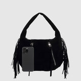 Vintage Suede Tassel Zipper Shoulder Bag_Cwab5700