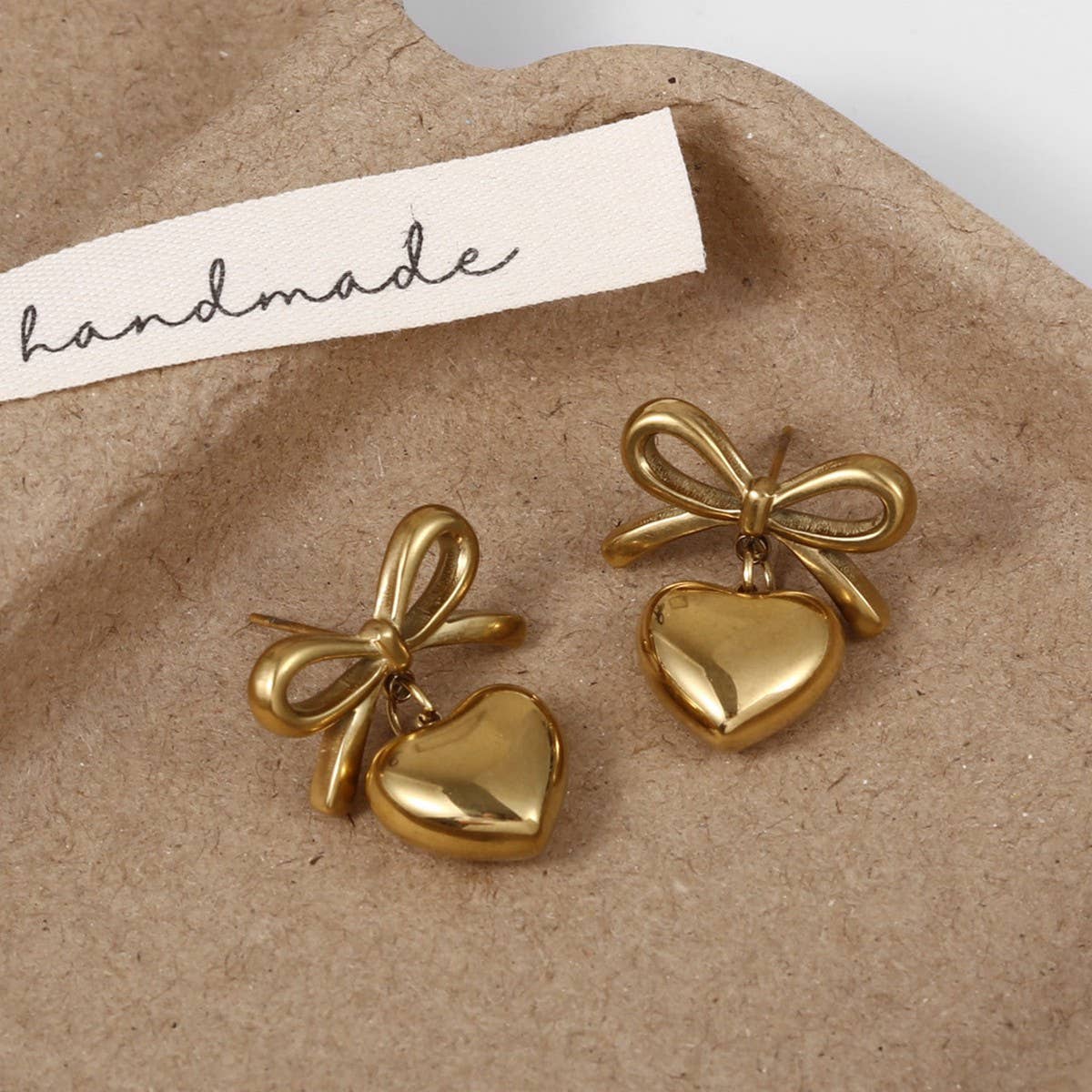 Womens Stainless Steel Heart Pendant Earrings