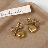 Womens Stainless Steel Heart Pendant Earrings