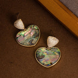 COPPER PLATED GOLD DIAMOND ABALONE EARRINGS_CWMM4334