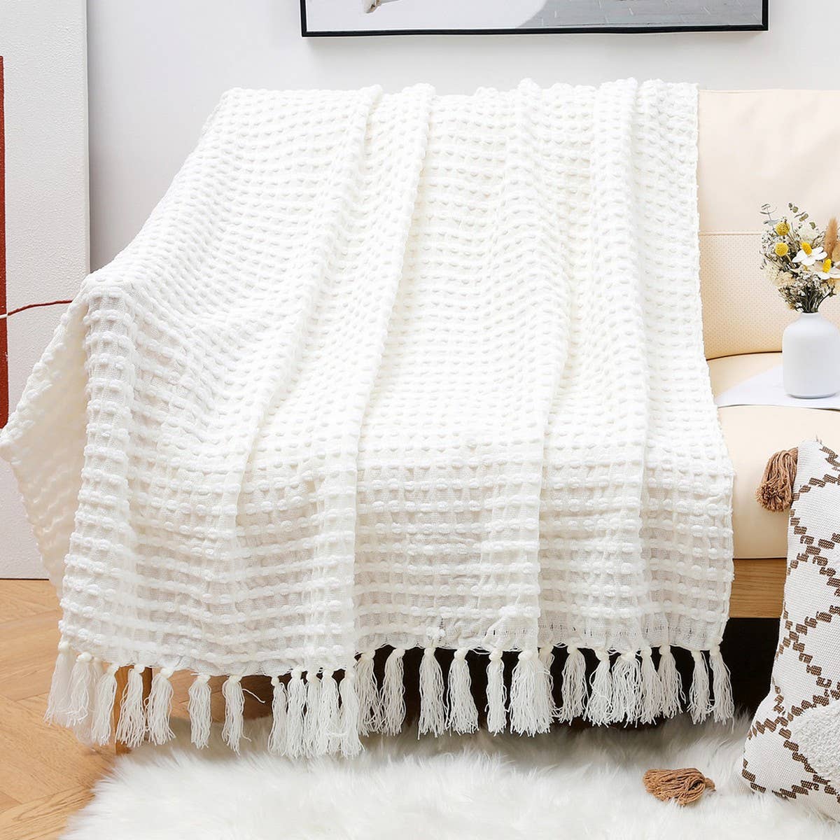 LIGHTWEIGHT COZY BRAIDED STRIPED THROW_CWMM0205