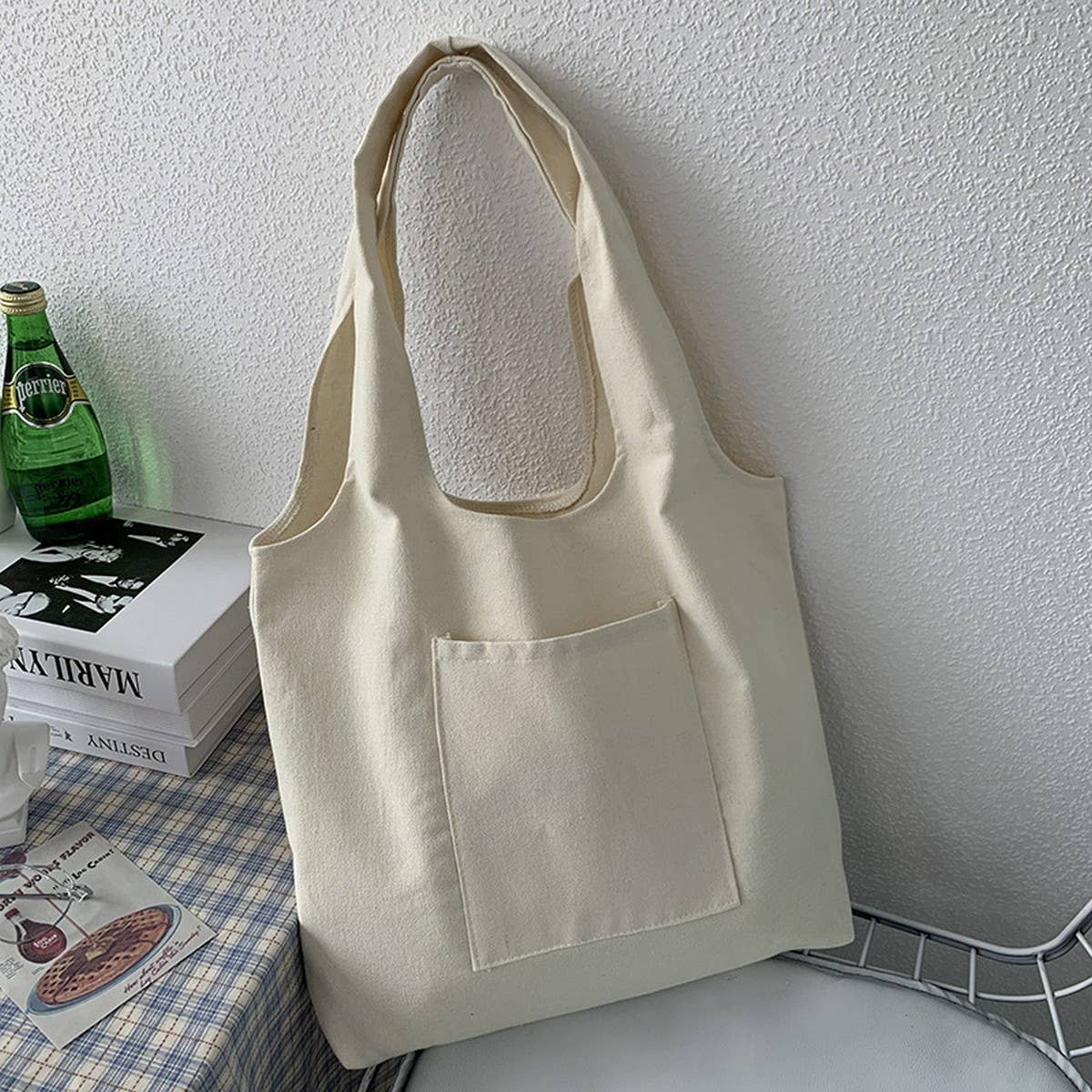 SOLID COLOR LITERARY BLANK HAND PAINTED CANVASBAG_CWAB2131