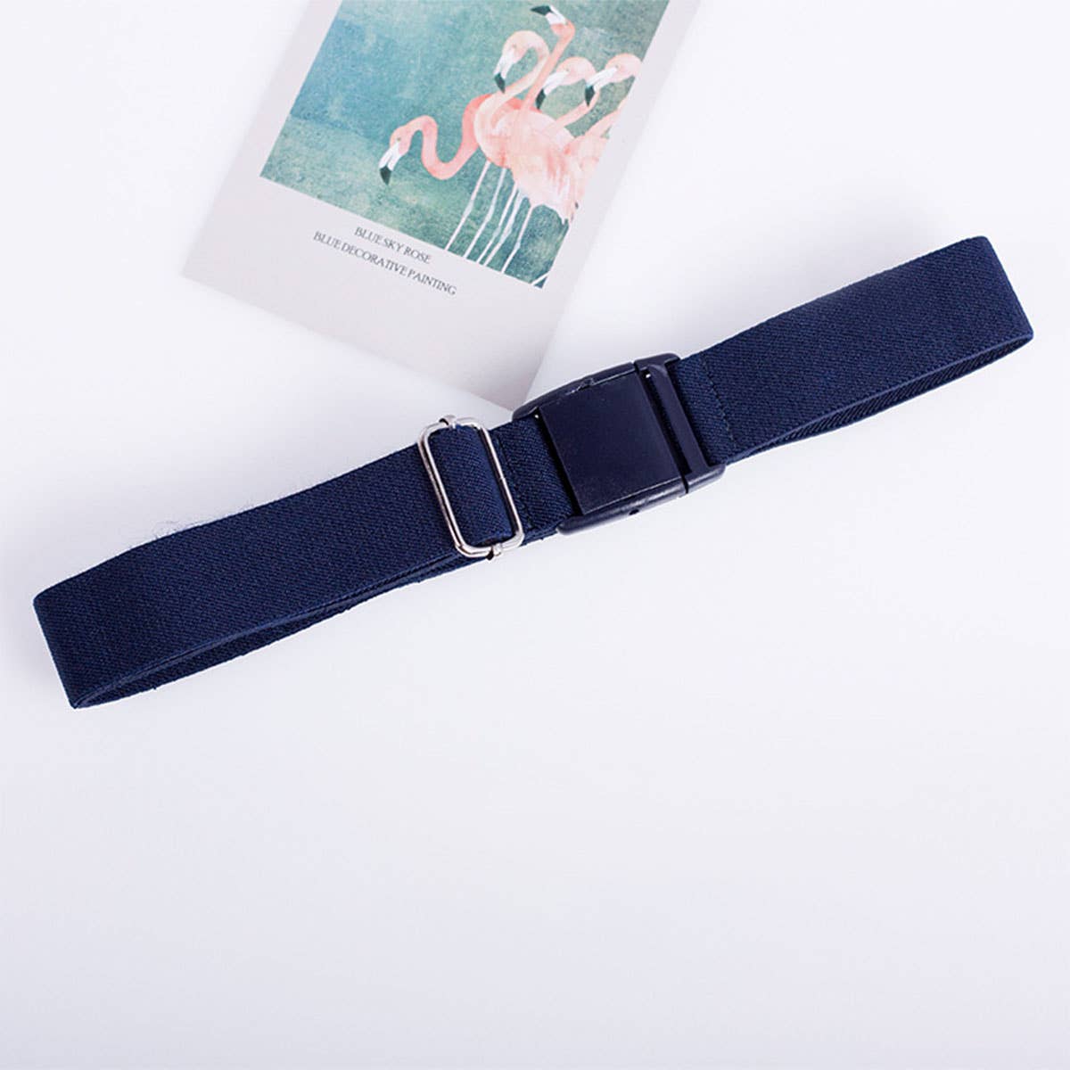 SOLID COLOR PLASTIC BUCKLE ELASTIC BELT_CWABE0681