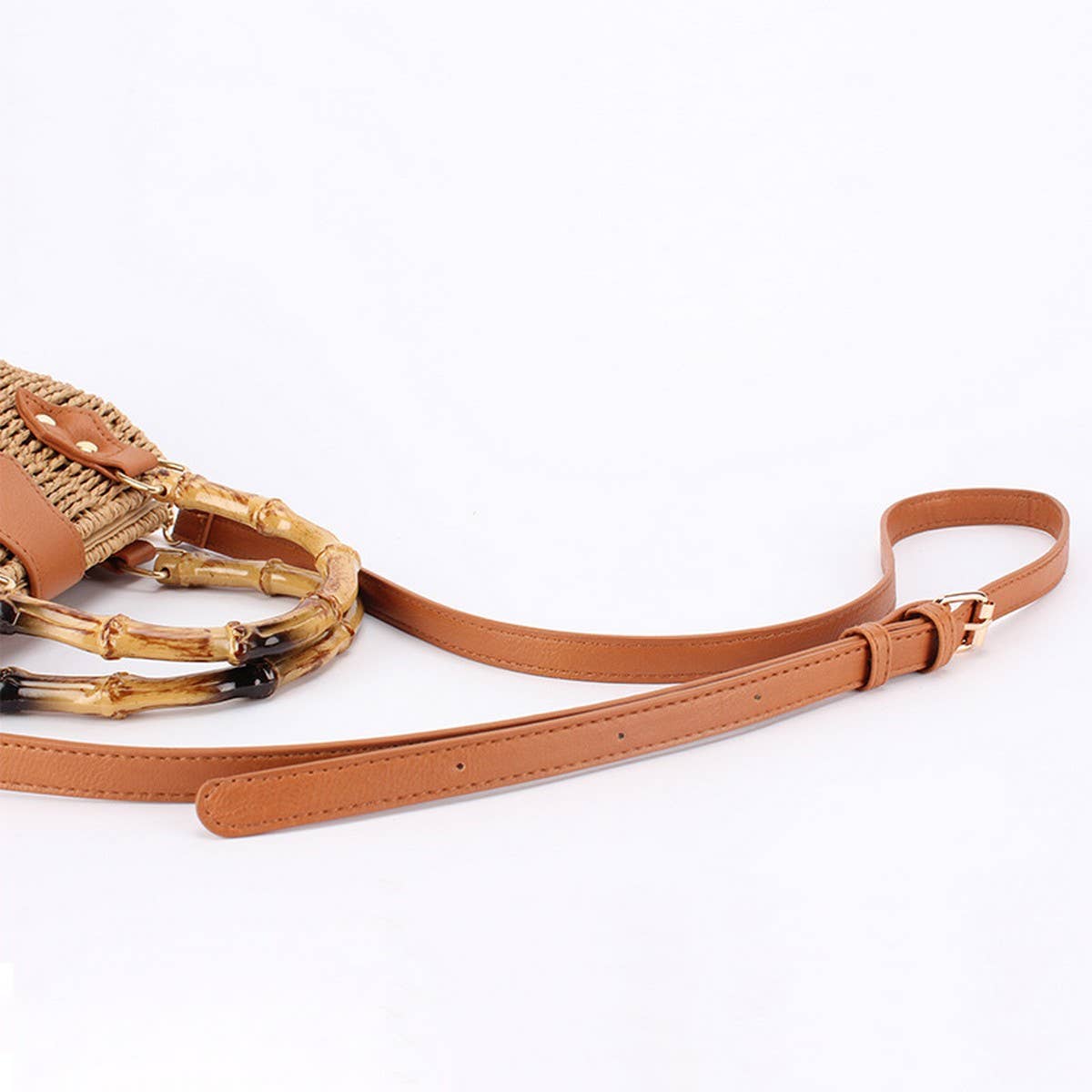 STRAW BEACH BAG WITH BAMBOO HANDLE FOR WOMEN_CWAB4694