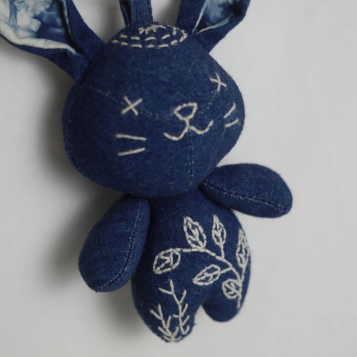 HANDMADE INDIGO BUNNY PLUSH CHARM DOLL TOY_CWMM5994