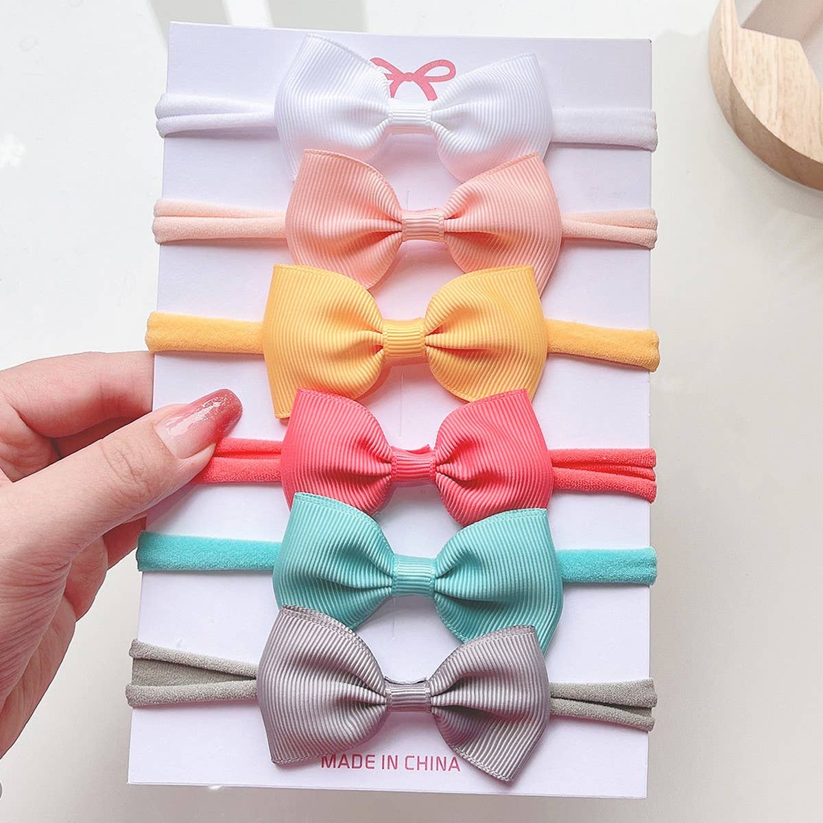 KIDS BOW HEADBAND SET ELASTIC NYLON NO MARKS_CWAHA6720
