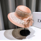 HEPBURN STYLE COLOR BLOCK RETRO SUN HAT_CWAH1451