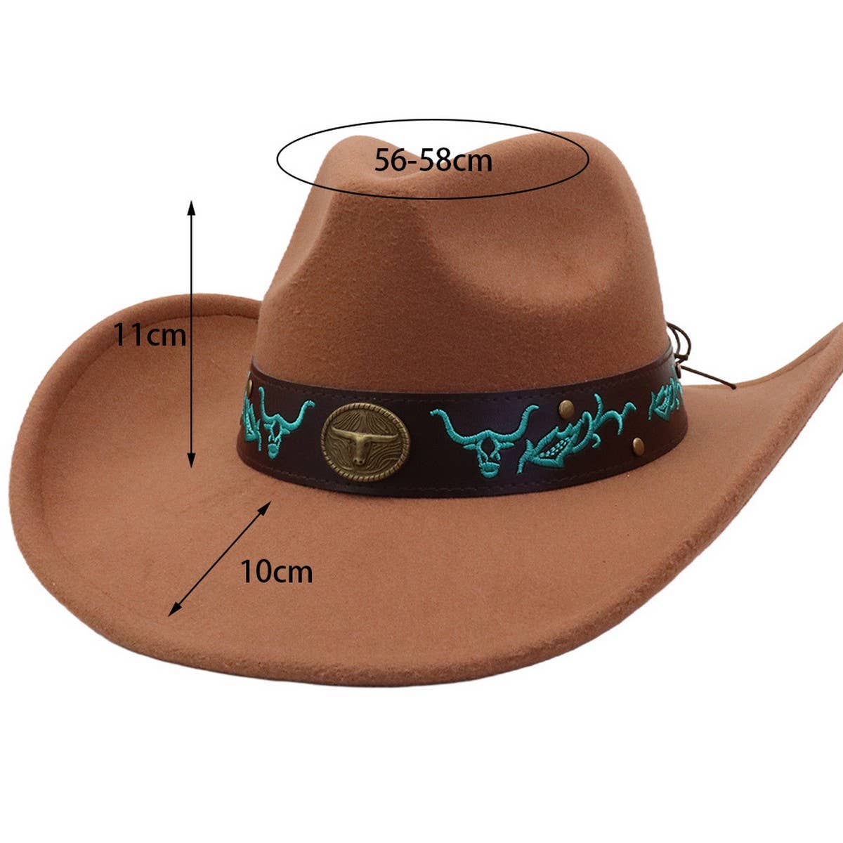 Western Ethnic Felt Cowboy Fedora Hat_Cwah04449